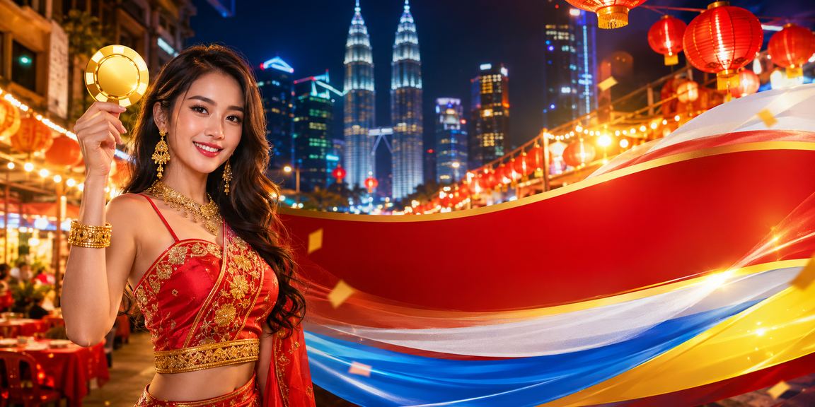 Suasana pertaruhan kasino gaya Malaysia di Kuala Lumpur dengan tema jackpot